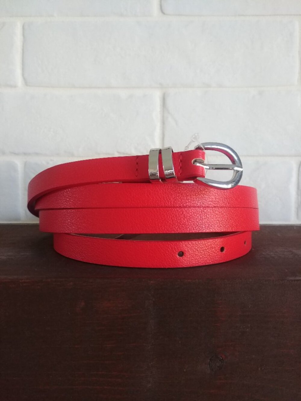 4/$20 NEW WITH TAGS Penningtons Red Skinny Thin Belt vegan leather 4X